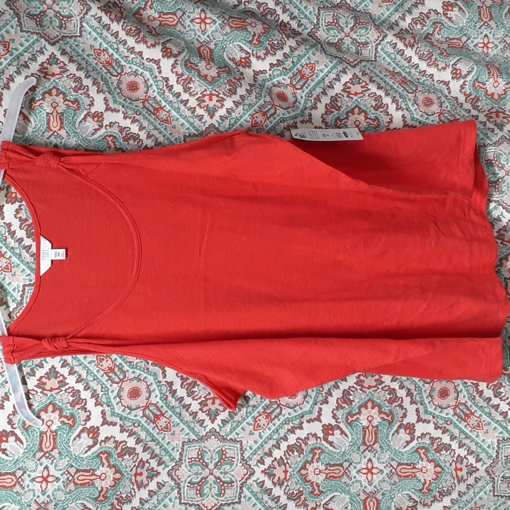 NWT Time & Tru Red Knot Cotton Tank Top, Size 22 (XXXL)